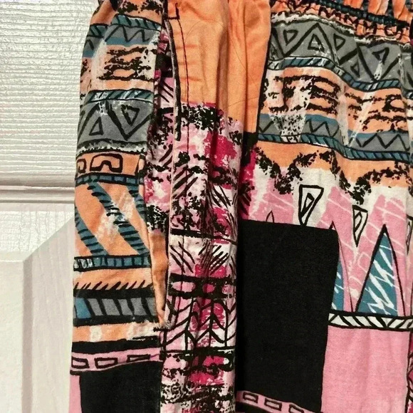 Vintage Pink & Peach Aztec Print Joggers | Comfy Stretch Waist | L/XL - Picture 2 of 7